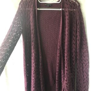 American Eagle Purple Long Draped Lace Cardigan